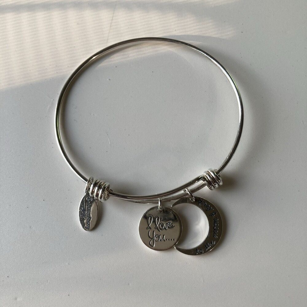 Vintage 925 Sterling Silver Charm Slider Bracelet I Love You To The Moon 13.44g